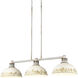 Kinsley 3 Light 38.88 inch Aged Galvanized Steel Linear Pendant Ceiling Light in Antique Ivory